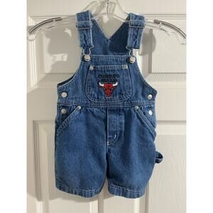 Vintage Jump Ball Club Mighty Mac Denim Chicago Bulls Overalls Sz 18 Months